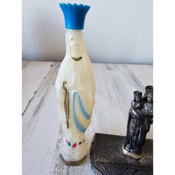 Vintage Virgin Mary inkwell holy water lourdes dicamni container religious Franc - Picture 5 of 11